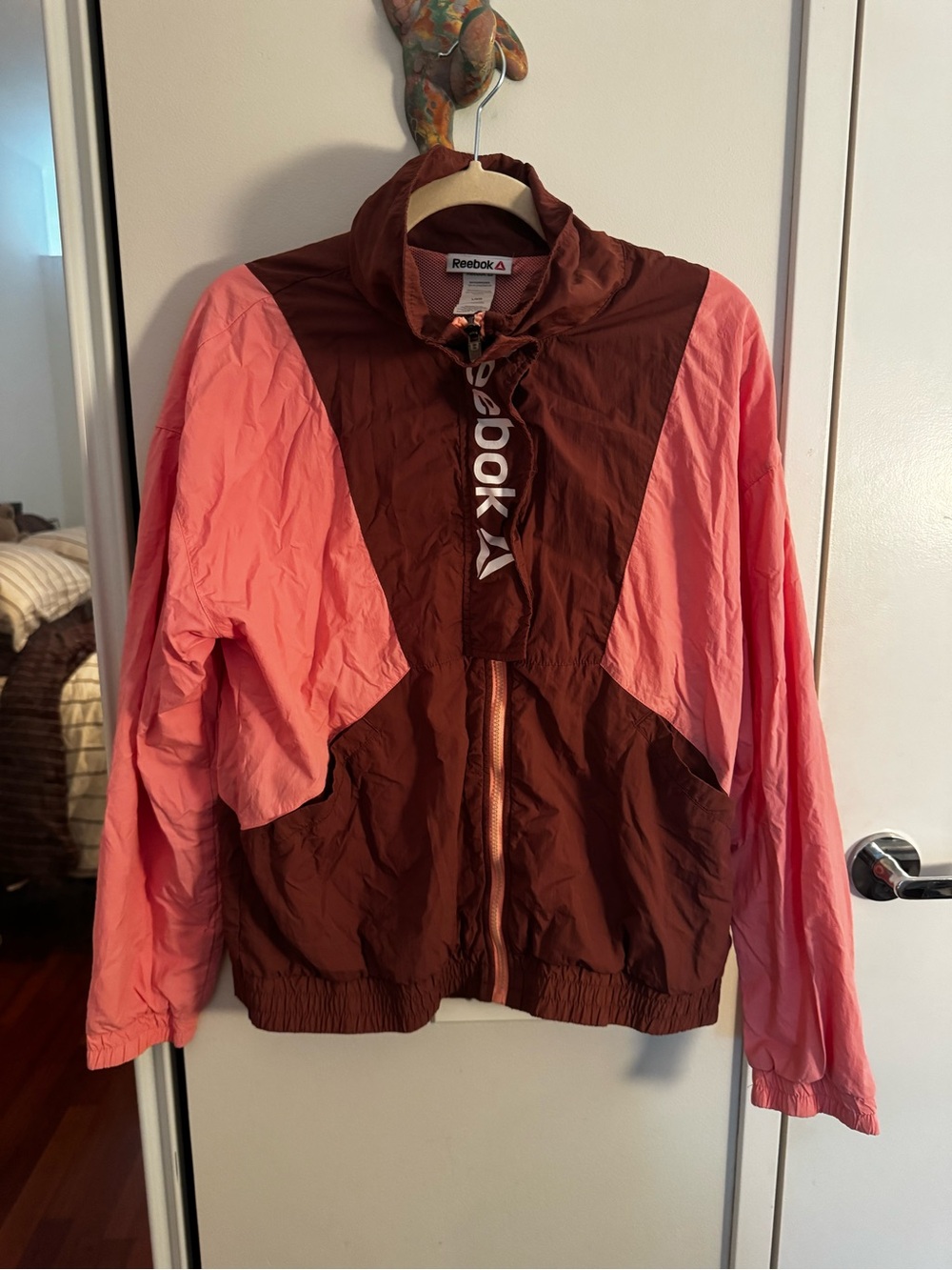 Reebok‎ Colorblock Windbreaker Jacket Pink Burgundy L